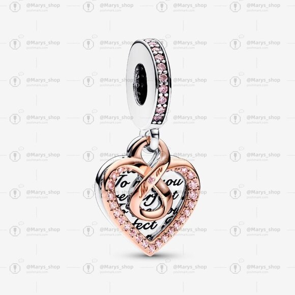 Pandora Two-tone Infinity Heart Double Dangle Charm|Two-tone - Picture 1 of 2
